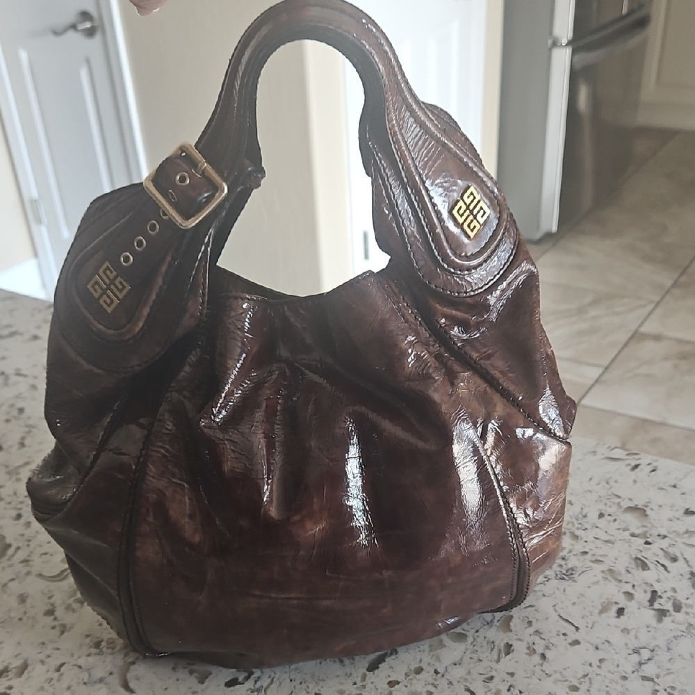 Givency Voyou Ebony Brown Leather Handbag